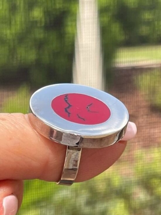 Unbranded Jewelry - Mexican Silver-Plated Red Stone Statement Ring Adjustable Size 7.5